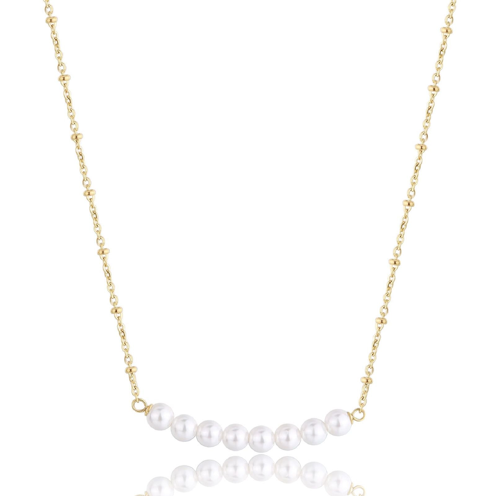 Collana donna S'Agapõ Wisdom in acciaio dorato con linea di perle SWI35-1