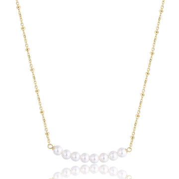 Collana donna S'Agapõ Wisdom in acciaio dorato con linea di perle SWI35-1