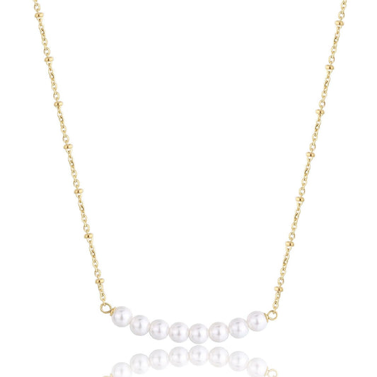 Collana donna S'Agapõ Wisdom in acciaio dorato con linea di perle SWI35-1