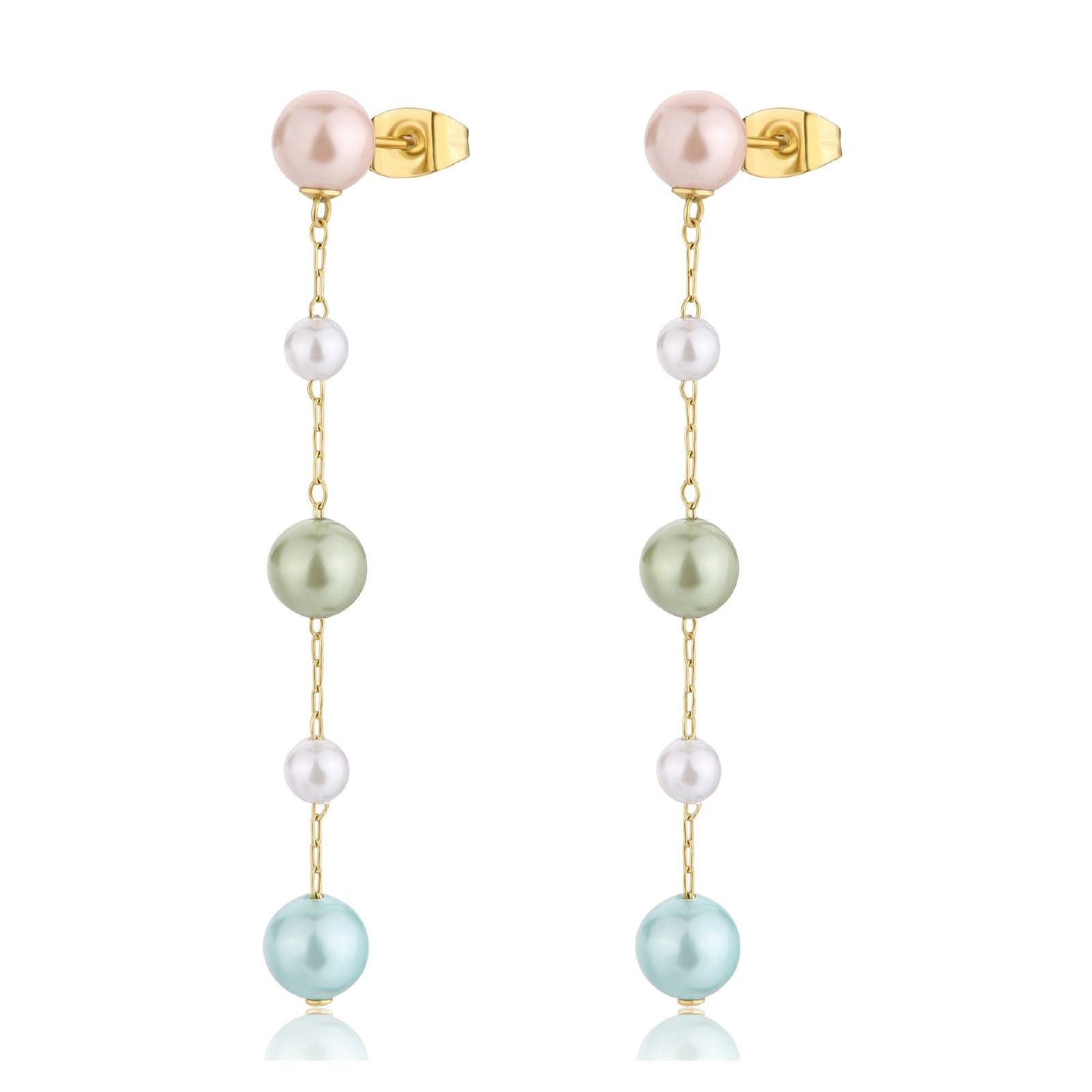 Orecchini pendenti donna S'Agapõ Wisdom in acciaio dorato con perle multicolor SWI38-1