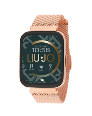 Orologio da donna Liu Jo Smartwatch Voice Slim con cassa 36X44 mm in zinco e bracciale in acciao oro rosa maglia Milano SWLJ084