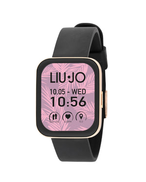 Orologio da donna Liu Jo Smartwatch Voice Slim con cassa 36X44 mm in zinco rosé e cinturino in silicone nero SWLJ093