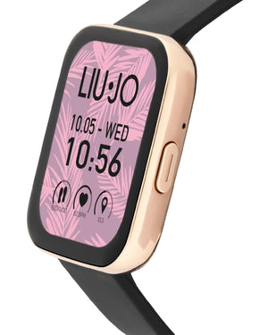 Orologio da donna Liu Jo Smartwatch Voice Slim con cassa 36X44 mm in zinco rosé e cinturino in silicone nero SWLJ093
