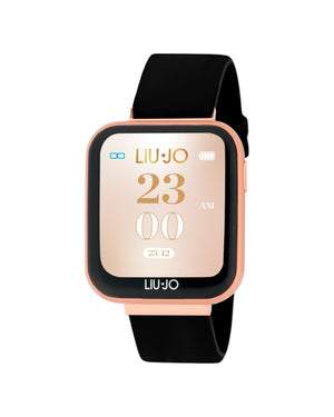 Orologio della collezione Liu Jo Smartwatch Voice da donna con cassa in alluminio color oro rosé e cinturino in silicone nero SWLJ110