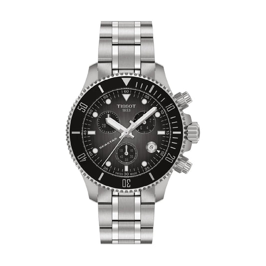 Orologio cronografo uomo Tissot Seastar acciaio quadrante nero MISURA UNICA