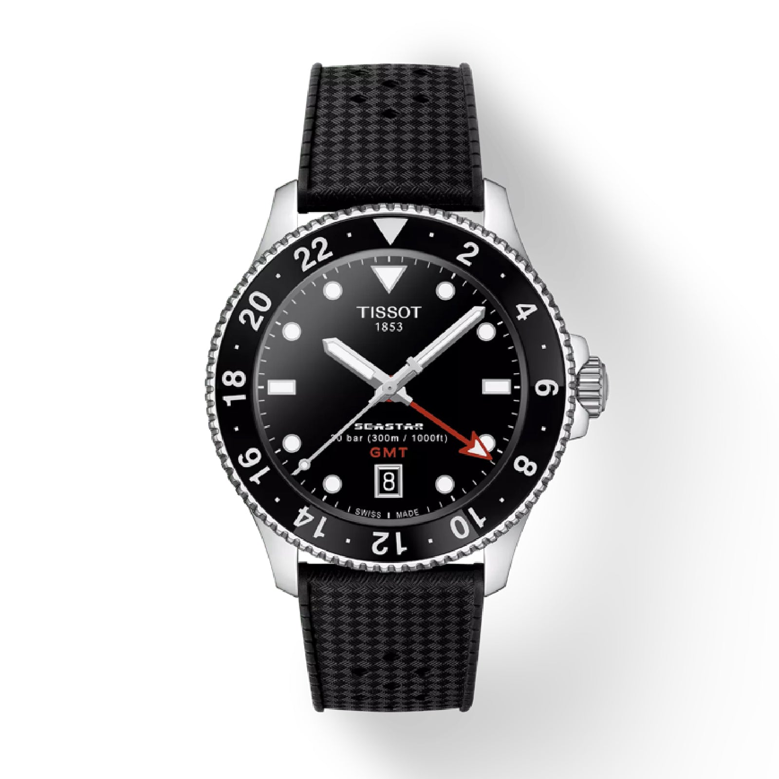 Orologio solo tempo Tissot in acciaio 316L nero e argento MISURA UNICA