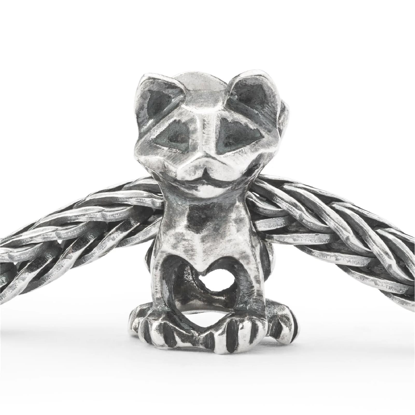 Beads da donna Trollbeads in argento con gatto e cuore MISURA UNICA