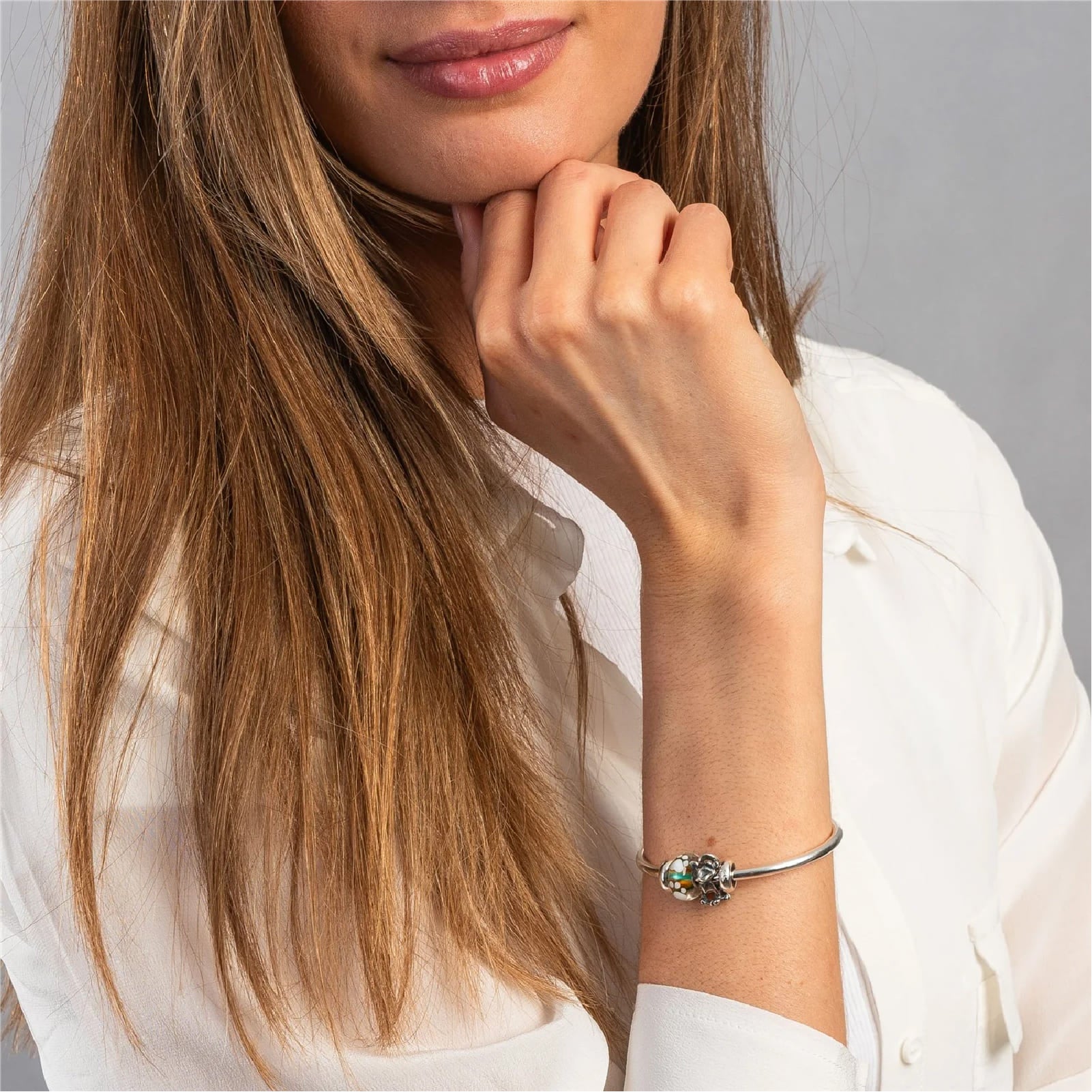 Beads da donna Trollbeads in argento con gatto e cuore MISURA UNICA