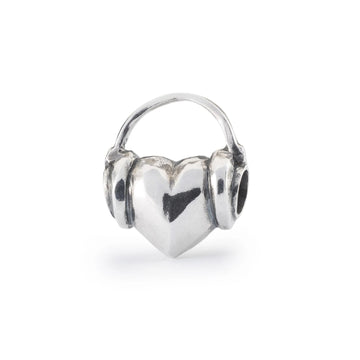 Beads da donna Trollbeads in argento con cuore e cuffie MISURA UNICA