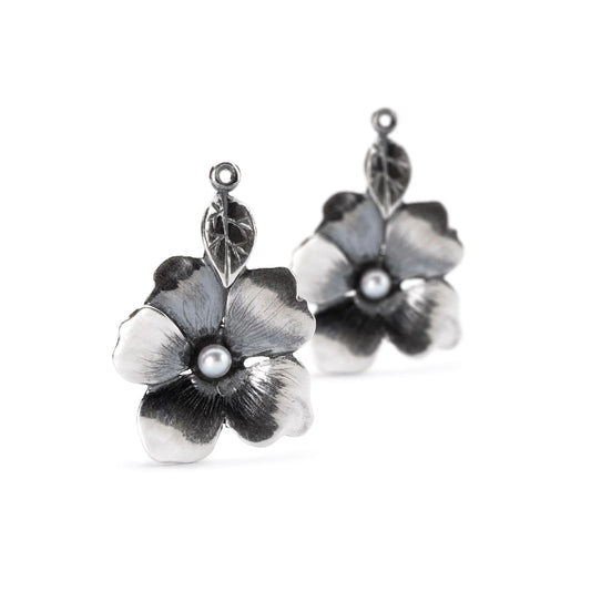 Beads per orecchini Trollbeads in argento con fiori e perle MISURA UNICA