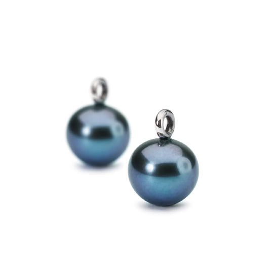 Beads per orecchini Trollbeads in argento con perle scure MISURA UNICA