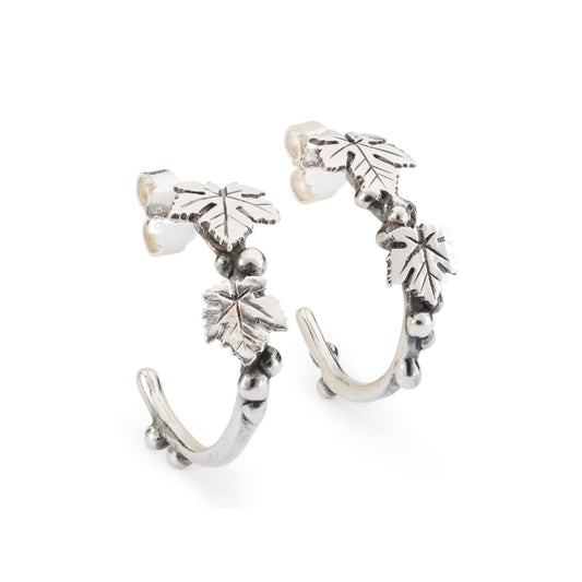 Orecchini a cerchio Trollbeads in argento con foglie MISURA UNICA