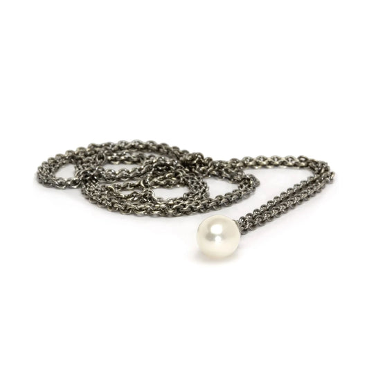 Collana 90 cm Trollbeads in argento con perla finale MISURA UNICA
