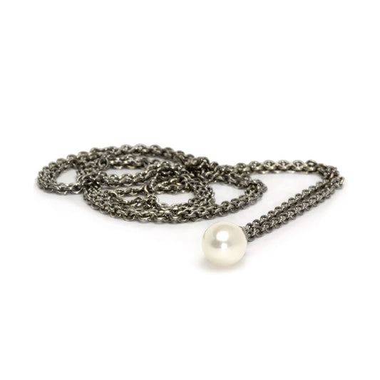 Collana 100 cm Trollbeads in argento con perla finale MISURA UNICA