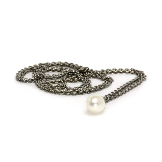 Collana 110 cm Trollbeads in argento con perla finale MISURA UNICA
