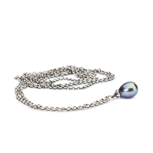 Collana 90 cm Trollbeads in argento con perla pavone MISURA UNICA