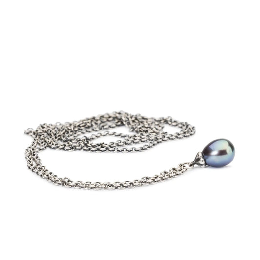 Collana 100 cm Trollbeads in argento con perla pavone MISURA UNICA