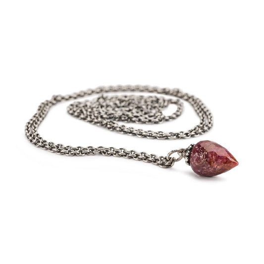 Collana 90 cm Trollbeads in argento con pietra rubino MISURA UNICA