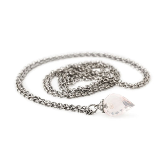 Collana 80 cm Trollbeads in argento con quarzo rosa MISURA UNICA