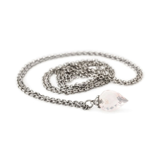 Collana 90 cm Trollbeads in argento con quarzo rosa MISURA UNICA