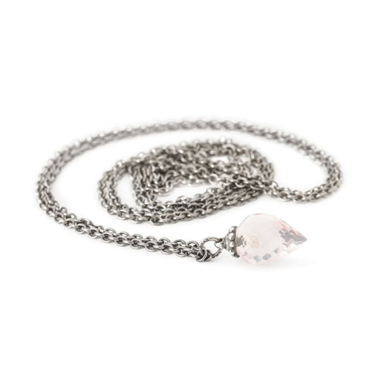Collana 100 cm Trollbeads in argento con quarzo rosa MISURA UNICA