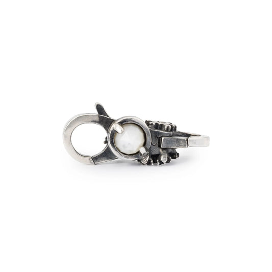 Chiusura moschettone Trollbeads con perla delle nevi MISURA UNICA