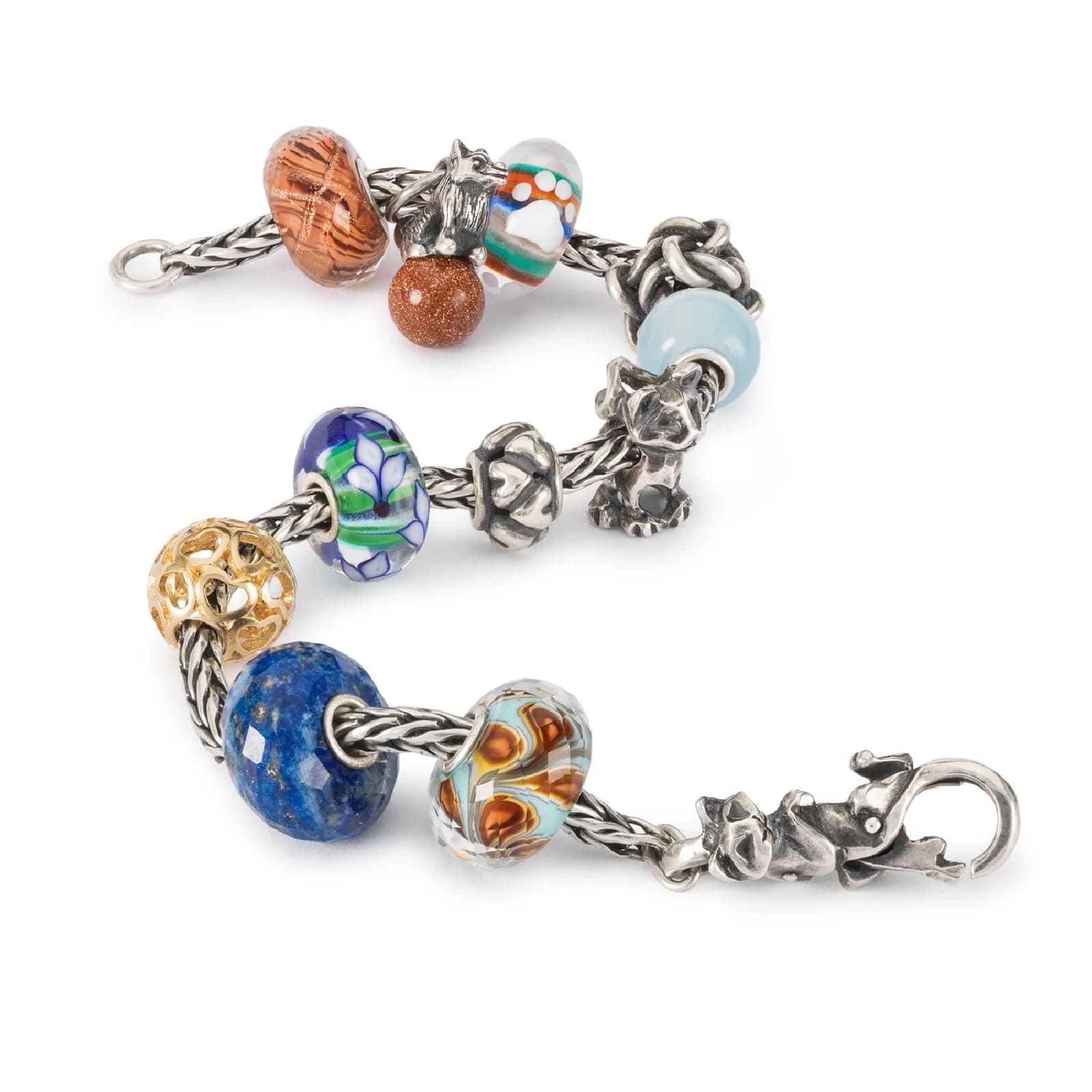 Chiusura moschettone Trollbeads con gattino in piedi MISURA UNICA