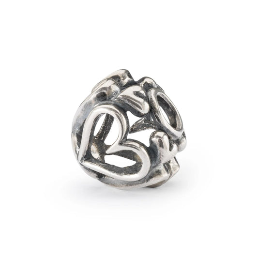 Beads da donna Trollbeads in argento intarsiato con cuori MISURA UNICA