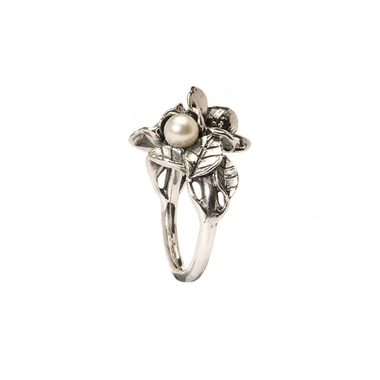 Anello Trollbeads in argento con perla e biancospino 11