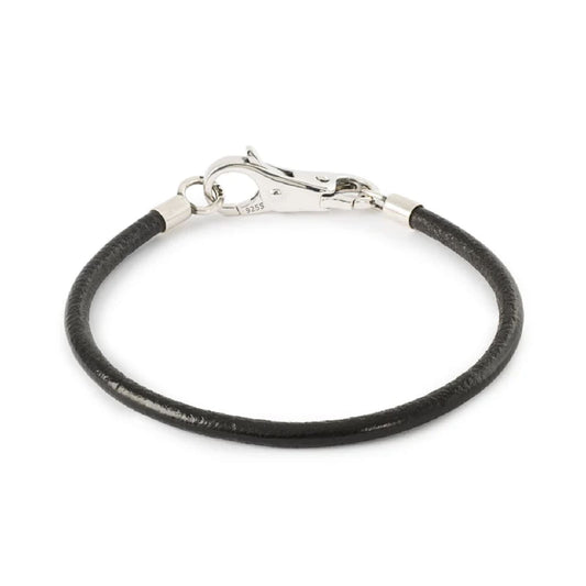 Bracciale Trollbeads realizzato in pelle nera e argento 925 18 cm