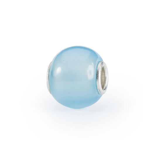 Beads Trollbeads con pietra di agata azzurra rotonda MISURA UNICA