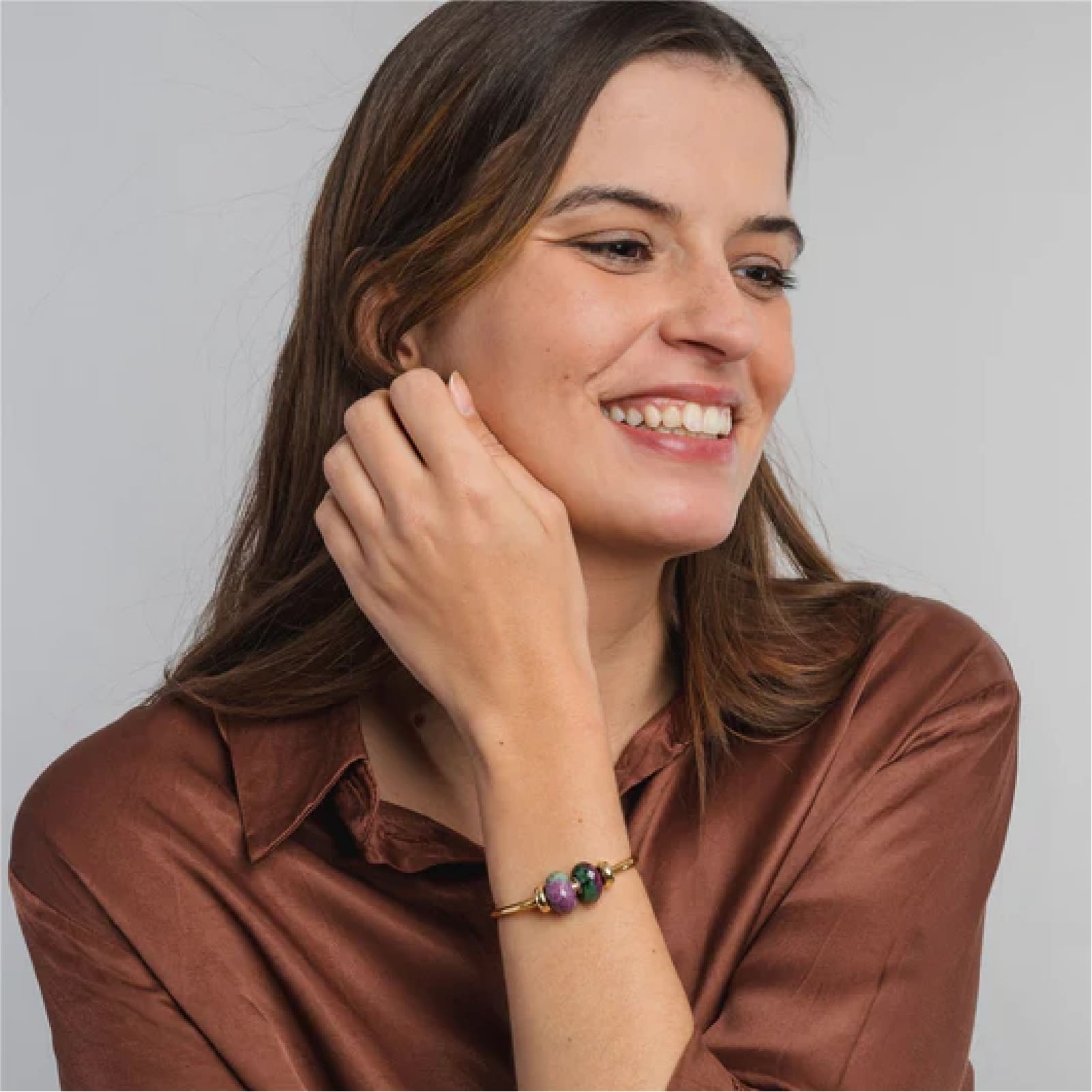 Beads donna Trollbeads con rubino zoisite sfaccettato MISURA UNICA