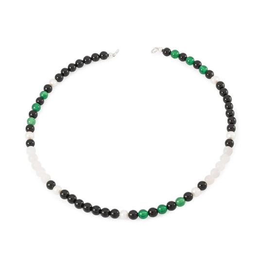 Collana 42 cm Trollbeads con onice, perle e pietre di luna MISURA UNICA