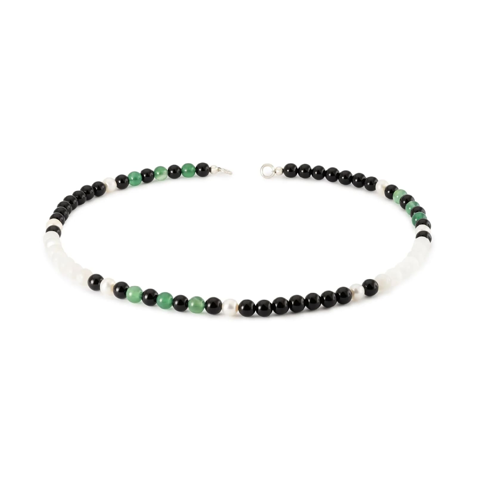 Collana 42 cm Trollbeads con onice, perle e pietre di luna MISURA UNICA