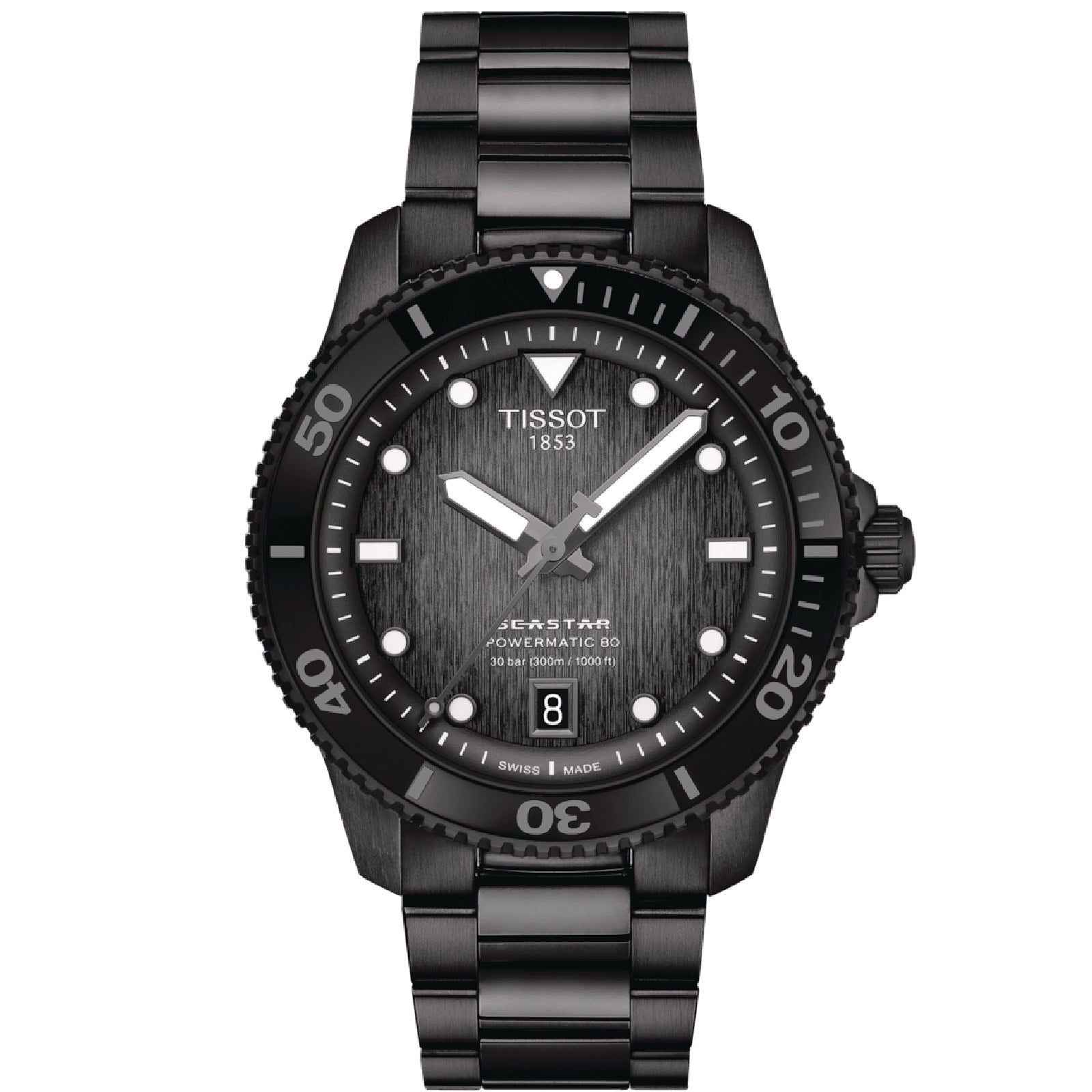 Orologio automatico uomo Tissot T-Sport in acciaio nero quadrante nero 40 mm T1208073305100-1