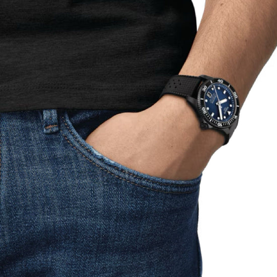 Orologio automatico uomo Tissot T-Sport in acciaio e gomma nera 40 mm T1208073704100-5