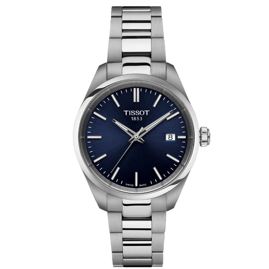 Orologio solo tempo unisex Tissot T-Classic in acciaio quadrante blu 34mm T1502101104100-1