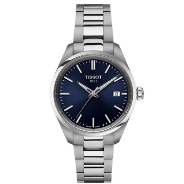 Orologio solo tempo unisex Tissot T-Classic in acciaio quadrante blu 34mm T1502101104100-1