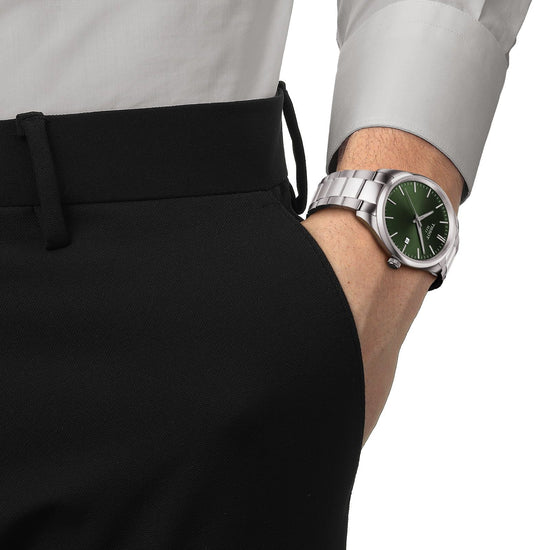 Orologio solo tempo uomo Tissot T-Classic in acciaio quadrante verde 40mm T1504101109100-4