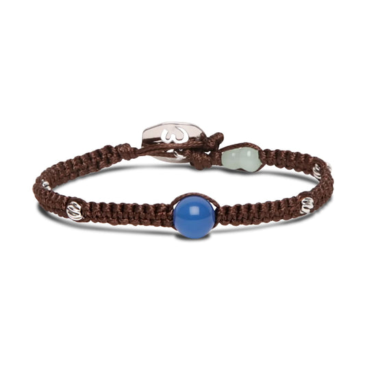 Bracciale Tamashii con Calabash in Giada e Agata blu REGOLABILE