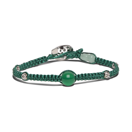 Bracciale Tamashii con Calabash in Giada e Agata verde REGOLABILE