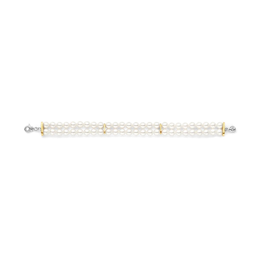 Bracciale di perle TI SENTO Milano con dettagli in argento dorato 18 cm