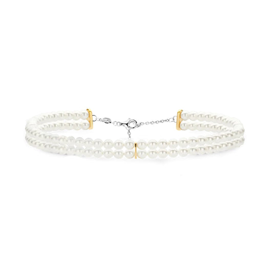 Collana di perle TI SENTO Milano con dettagli in argento dorato