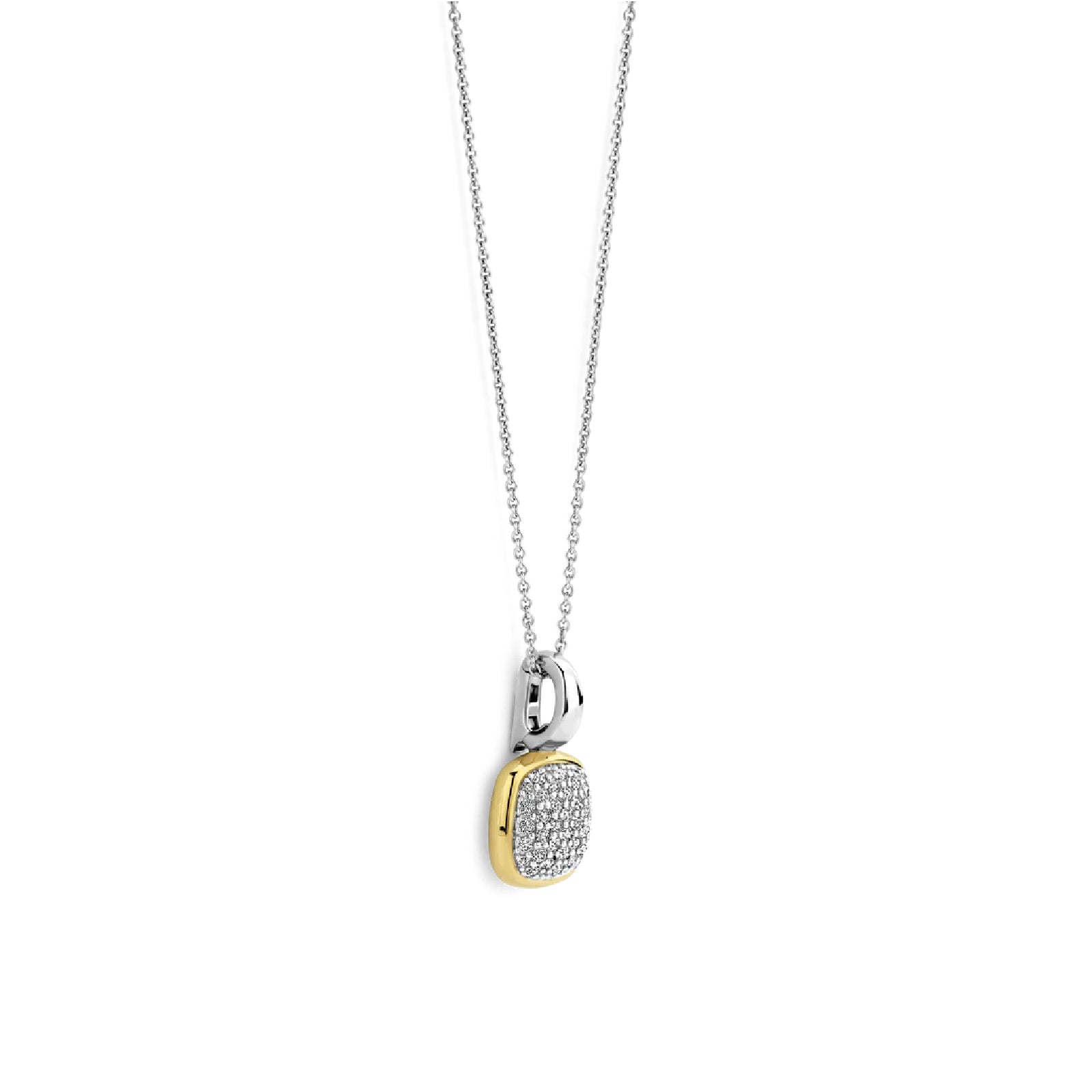 Collana con pendente TI SENTO Milano in argento bicolor e pavé MISURA UNICA
