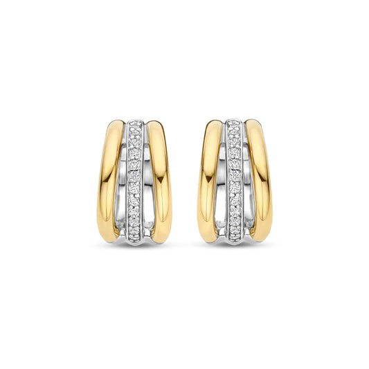 Orecchini TI SENTO Milano in argento bicolor cerchio con zirconi MISURA UNICA