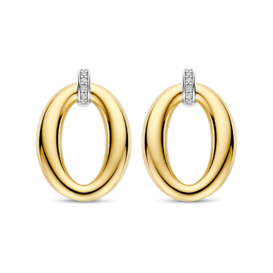 Orecchini TI SENTO Milano pendenti in argento dorato con zirconi MISURA UNICA