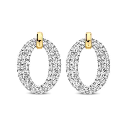 Orecchini pendenti TI SENTO Milano in argento bicolor e zirconi MISURA UNICA