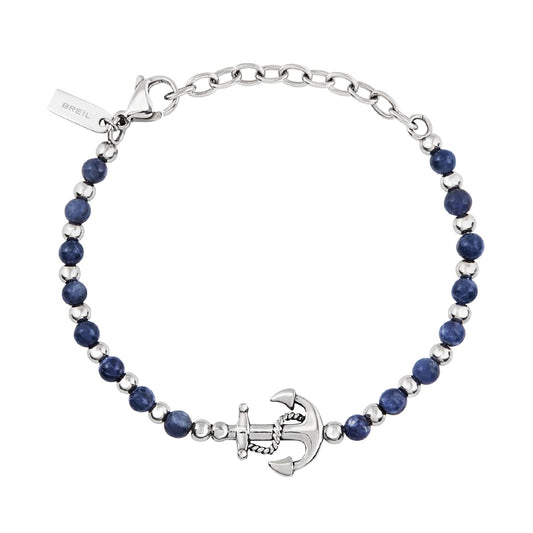 Bracciale uomo Breil SoundWave acciaio con sodalite blu e ancora TJ3588-1