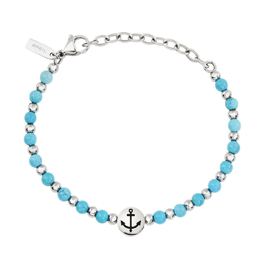Bracciale uomo Breil SoundWave acciaio con turchese e ancora TJ3591-1