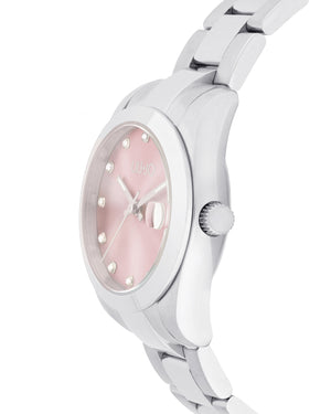 Orologio solo tempo da donna Liu Jo Juniper con cassa 34mm e bracciale in acciaio quadrante rosa con cristalli TLJ2332